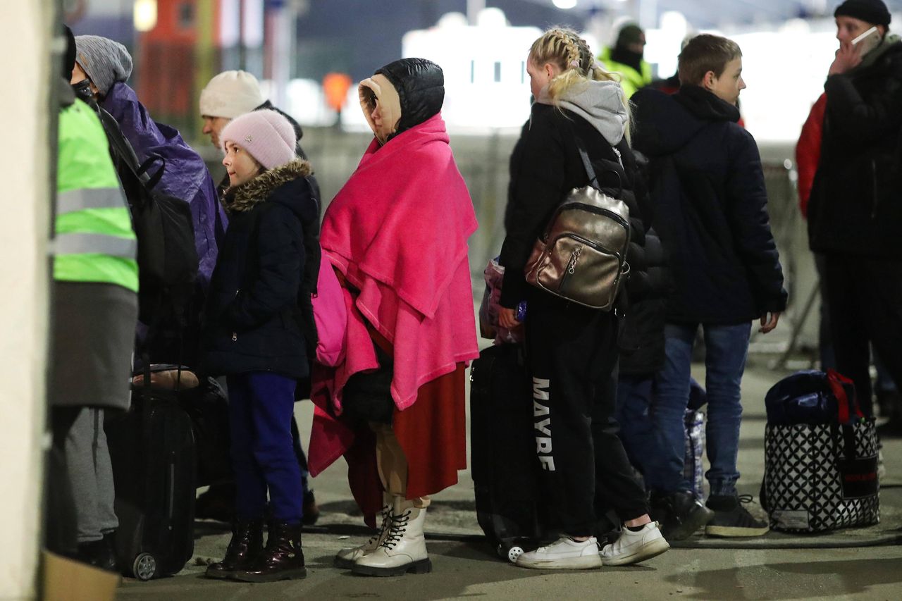 Uchodźcy z Ukrainy na przejściu granicznym