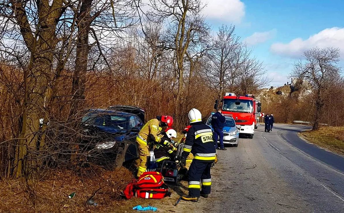 Śląskie. W Niegowonicach niedaleko Zawiercia na DW 790 samochód osobowy uderzył w drzewo / FOT. Alan Kłus - Fotografia 