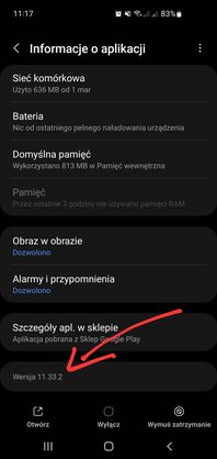 Szczegóły aplikacji w Androidzie