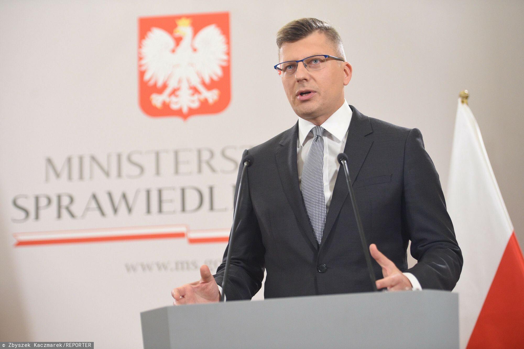 Konferencja Zbigniewa Ziobro i Marcina Warcho?a24.09.2021 Warszawa Ministerstwo Sprawiedliwosci  Konferencja prasowa  Ministra Sprawiedliwosci Prokuratora Generalnego Zbigniewa Ziobro oraz Wiceministra Sprawiedliwosci Marcina Warchola.   fot. Zbyszek Kaczmarek/REPORTER
n/z: , Marcin WarcholZbyszek Kaczmarek/REPORTER