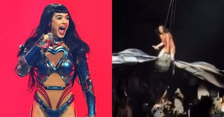 Niebezpieczna sytuacja na koncercie Katy Perry. Gwiazda prawie RUNĘŁA NA ZIEMIĘ! (WIDEO)