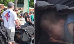 Wideo z Disneylandu. Chciał przemycić starsze dziecko w wózku
