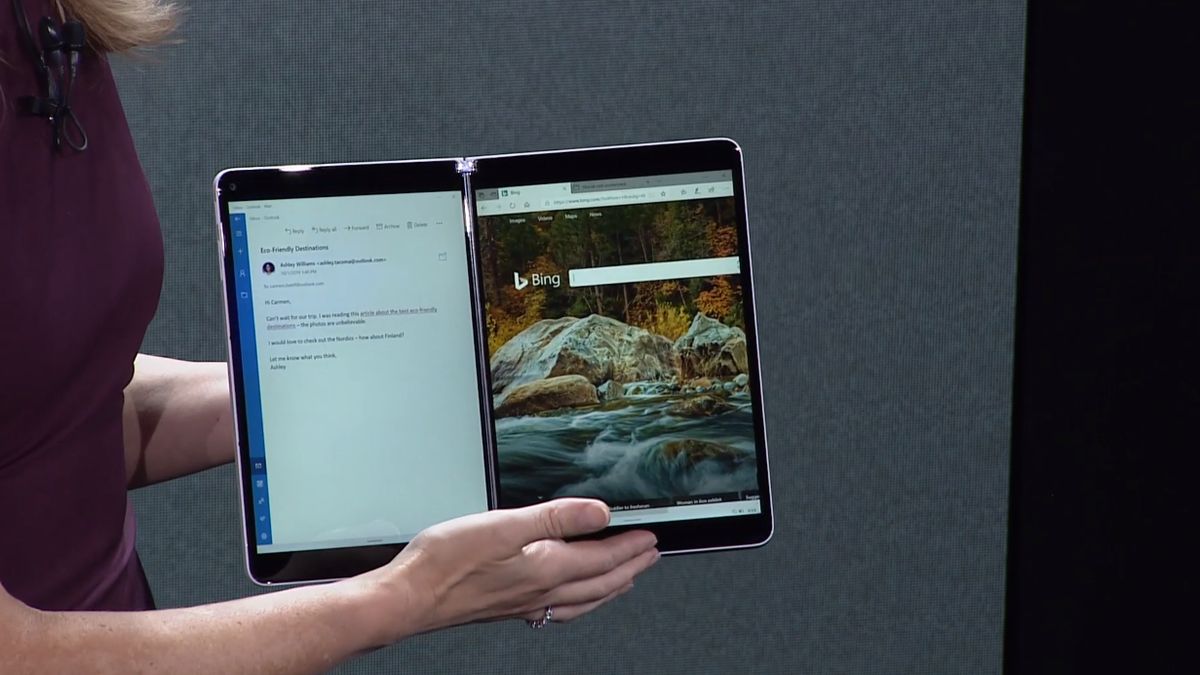 Microsoft Windows 10X – system, który czerpie korzyści z dwóch ekranów, fot. zrzut ekranu z prezentacji Microsoftu.