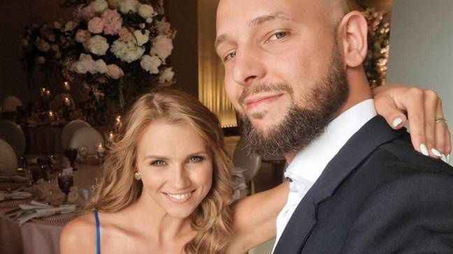 Agnieszka Kaczorowska z mężem