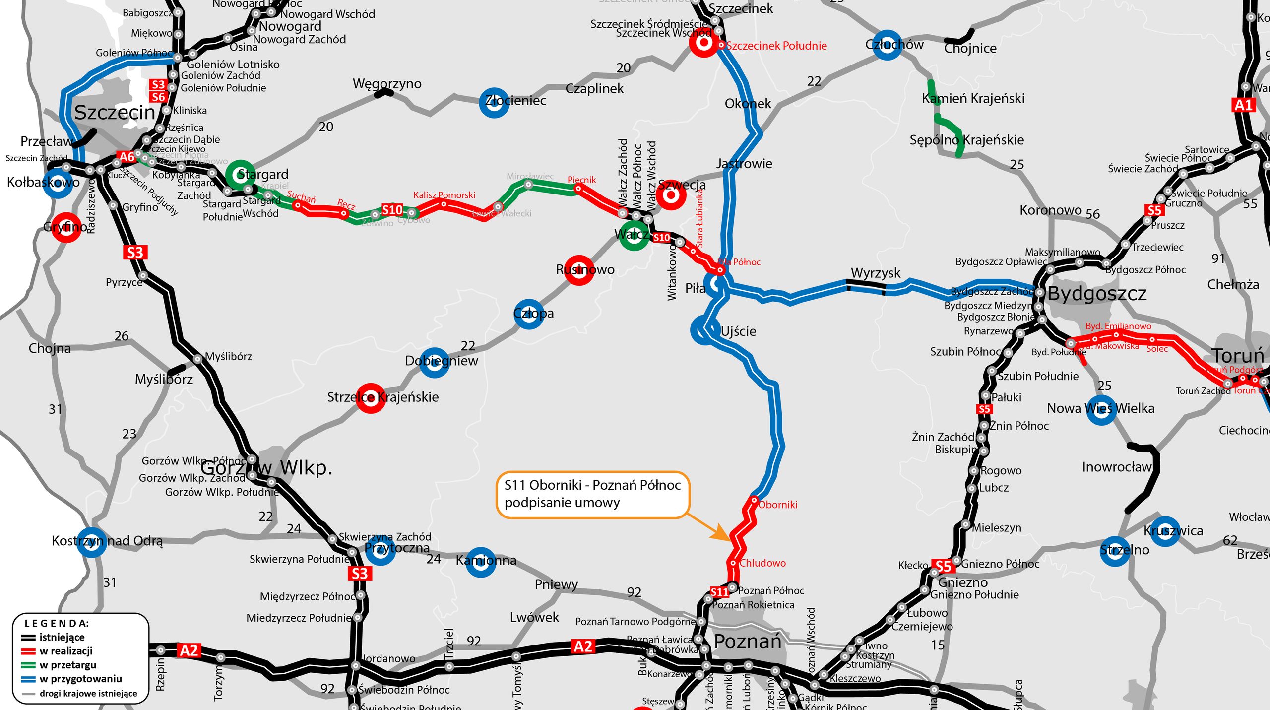 Odcinek drogi S11 Oborniki - Poznań Północ na mapie