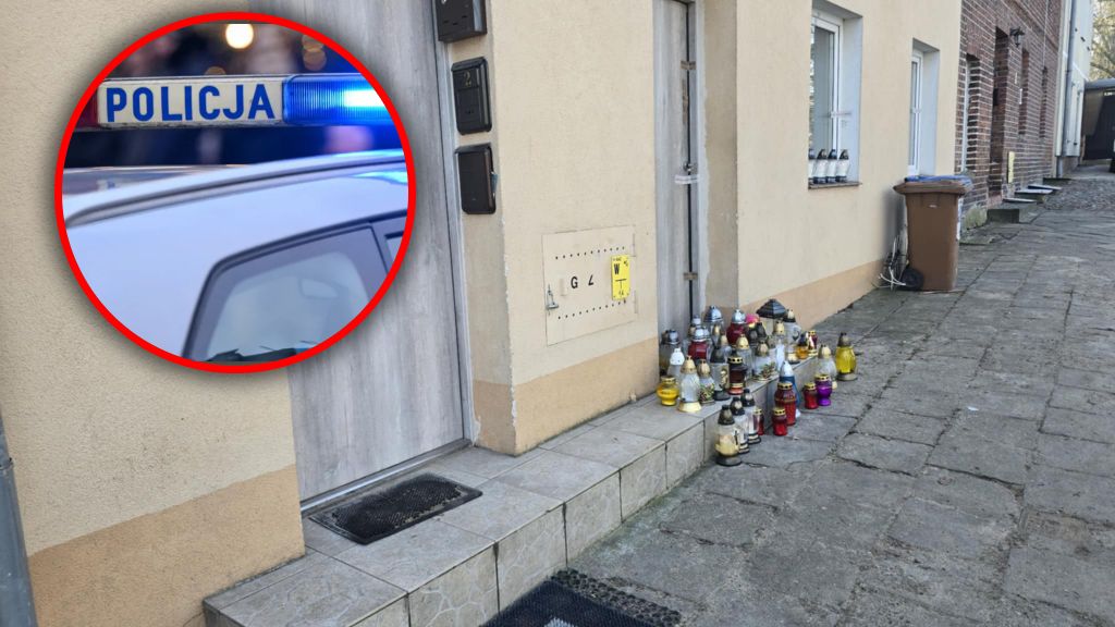 Pod kamienicą w Chełmnie pojawiły się znicze. 