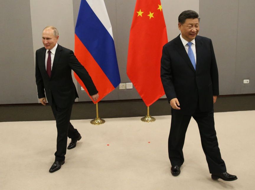 Russian President Vladimir Putin meets Chinese President Xi Jinping at BRICS Summit in BrasiliaBRASILIA, BRAZIL - NOVEMBER 13: (RUSSIA OUT) Russian President Vladimir Putin (L) and Chinese President Xi Jinping (R) seen during their bilateral meeting on November 13, 2019 in Brasilia, Brazil. The leaders of Russia, China, Brazil, India and South Africa have gathered in Brasilia for the BRICS leaders summit. (Photo by Mikhail Svetlov/Getty Images)Mikhail Svetlovbestof, topix