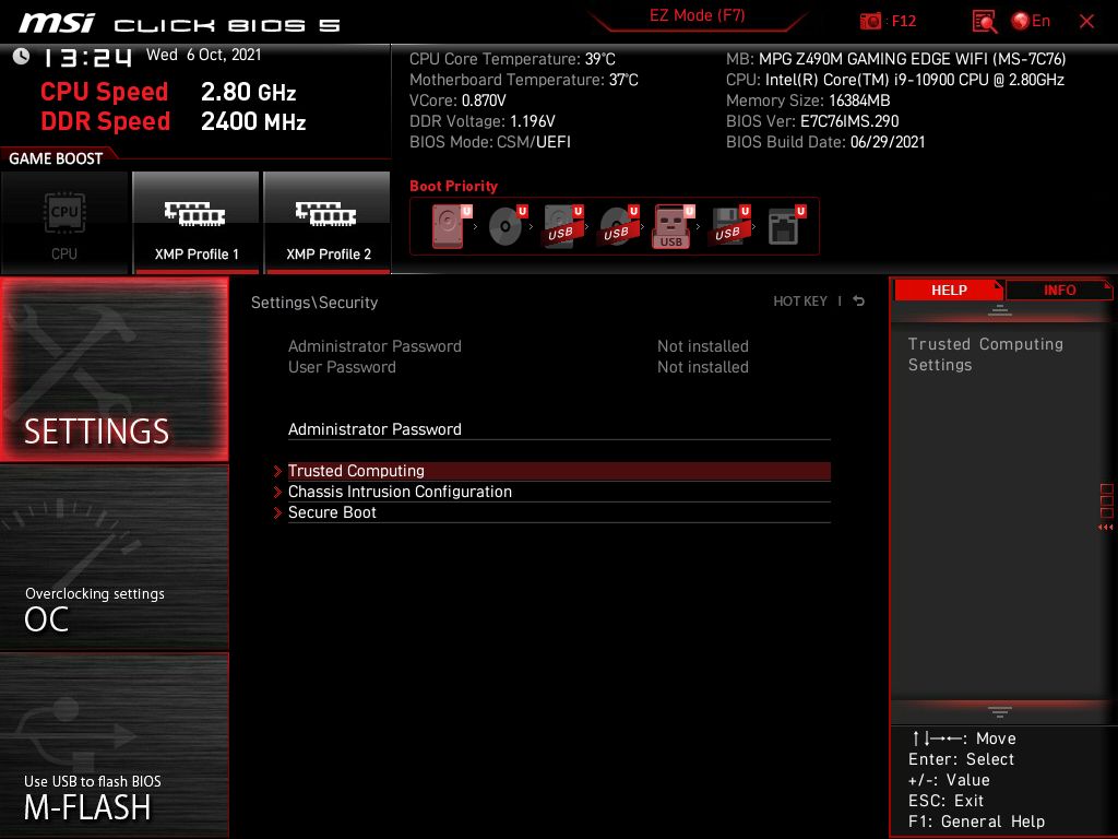 Następnie wybieramy dział Trusted Computing