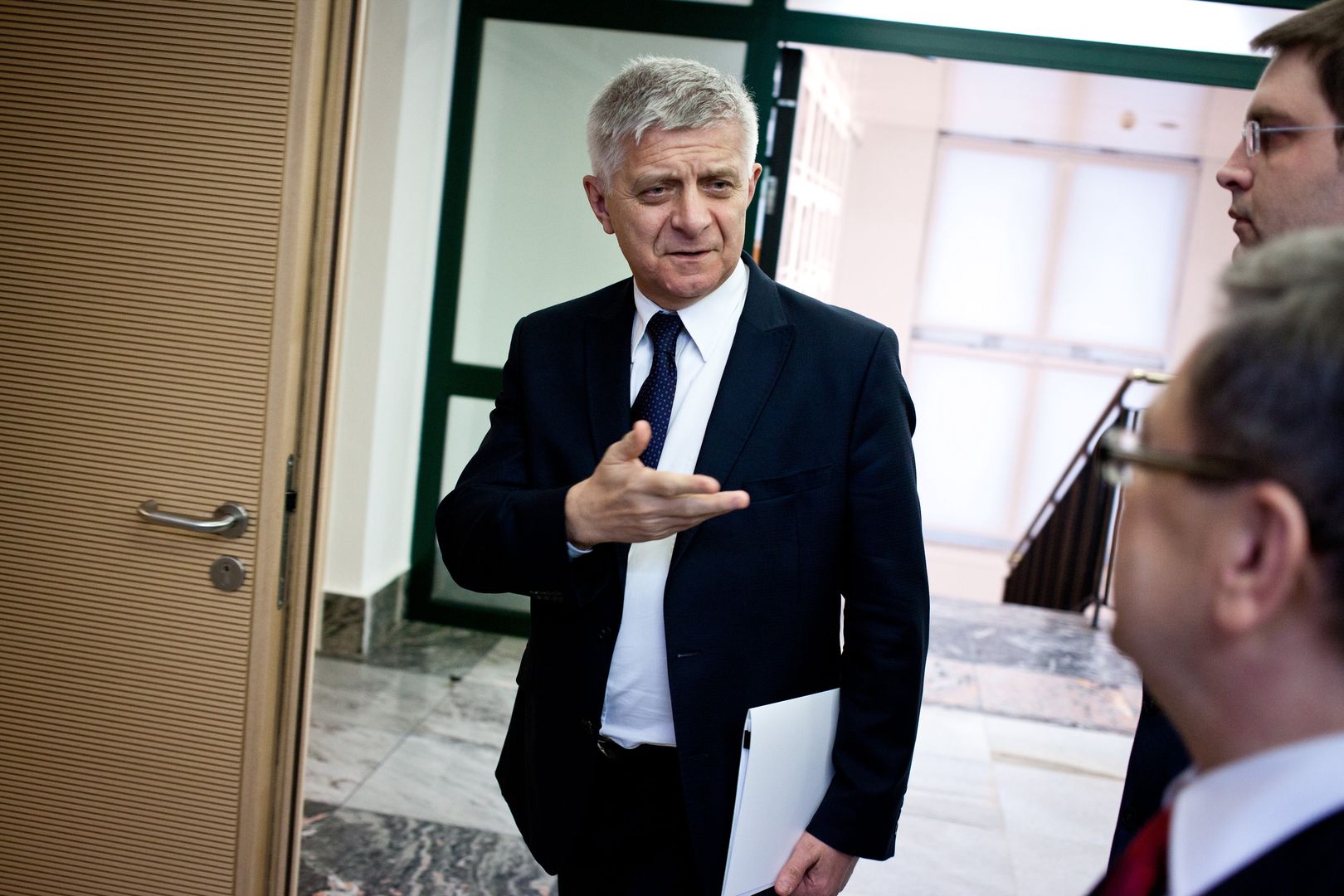 Outgoing Governor Marek Belka Announces Rates At Polish Central Bank News Conference
Marek Belka, outgoing governor of Poland's central bank, left, arrives for a news conference to announce interest rates in Warsaw, Poland, on Wednesday, April 6, 2016. Poland's central bank left its benchmark interest rate unchanged for a 13th month as its revamped policy council defies expectations for deeper monetary easing in the face of the longest bout of deflation in 60 years. Photographer: Piotr Malecki/Bloomberg via Getty Images
Bloomberg
EMEA, Economy, Europe, EAME: Europe, Rate, Financial, Rates, Eastern Europe, Interest Rates