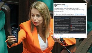 Wpis posłanki napisany przez ChatGPT. Omyłkowo pokazała komendy