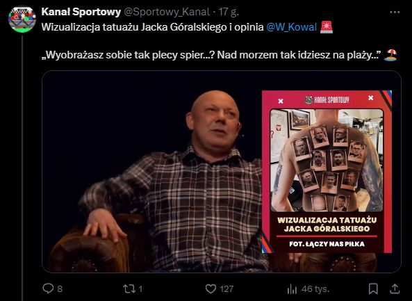 Tak Wojciech Kowalczyk ocenił wizualizację tatuażu Jacka Góralskiego