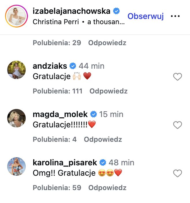 Komentarze gwiazd pod postem Izabeli Janachowskiej