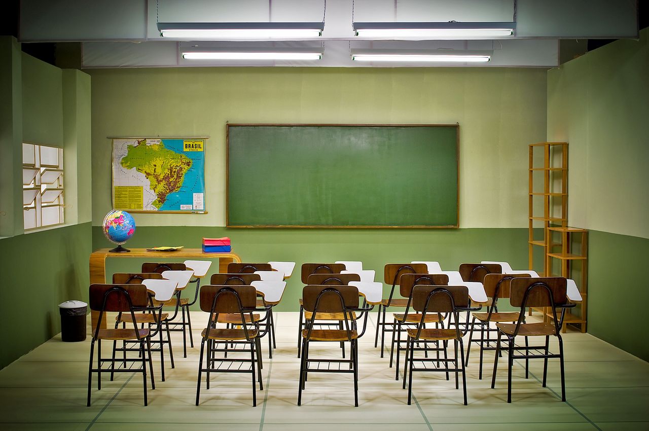 School wallets, classroom, empty. (Photo by: AGB Photo Library/Universal Images Group via Getty Images)