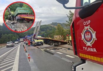 O krok od tragedii na DK19. Ciężarówka staranowała przystanek