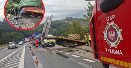 O krok od tragedii na DK19. Ciężarówka staranowała przystanek