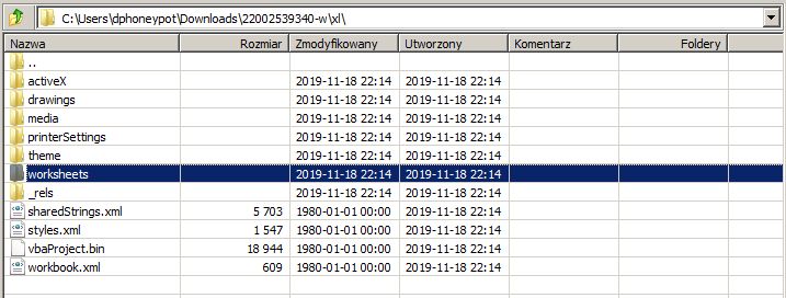Rozpakowany dokument XLSX (fot. Kamil Dudek)
