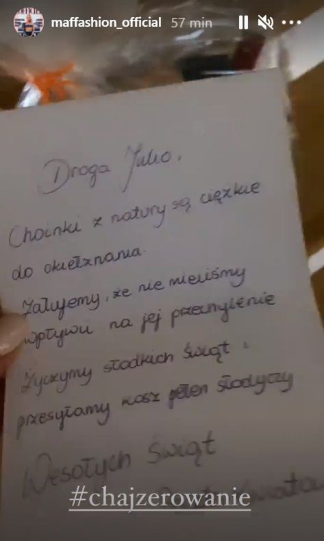 Maffashion pokazała kartę z przeprosinami firmy.