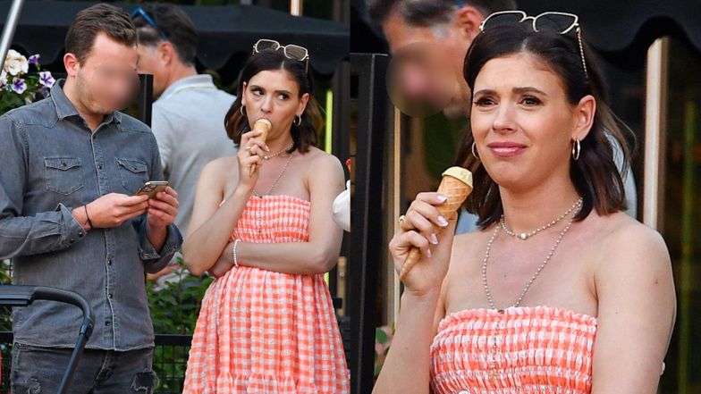 Klaudia Halejcio na lodach z rodziną