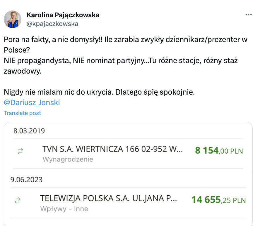 Karolina Pajączkowska ujawniła zarobki