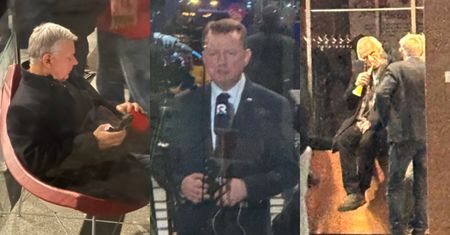 Tak wyglądała nocna "obrona" TVP przez PiS: Matyszkowicz obok Kaczyńskiego, Suski na krześle za 17 tysięcy, Terlecki z wuwuzelą (ZDJĘCIA)
