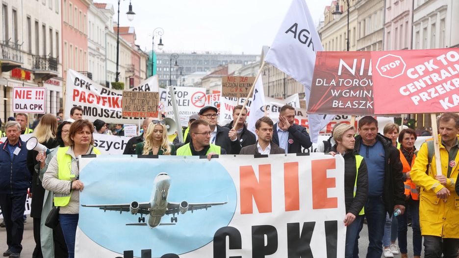 Ogolnopolski protest przeciw CPK z udziałem działaczy Agrounii.