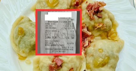 Paragon z Kłodzka. "Obiad dla 2 dorosłych". Cena pierogów zaskakuje
