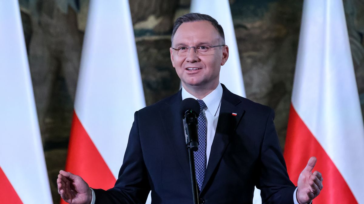 KRAKOW, POLAND - 2023/11/24: President of the Republic of Poland, Andrzej Duda attends the Plenary Meeting of the Social Committee for the Restoration of Krakow Monuments in landmark middle age architecture of Wawel castle, senator room, to celebrate and appreciate the work done to restore Krakow's medieval and more recent architecture. (Photo by Dominika Zarzycka/SOPA Images/LightRocket via Getty Images)