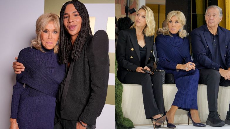 Brigitte Macron z córką na pokazie Balmain