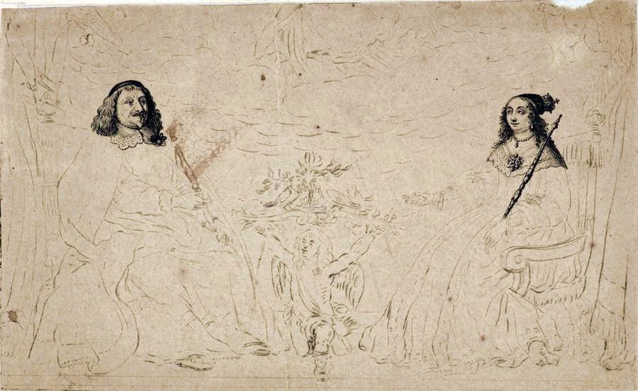 Władysław IV Waza i Ludwika Maria Gonzaga. Grafika Wilhelma Hondiusa z 1646 roku.