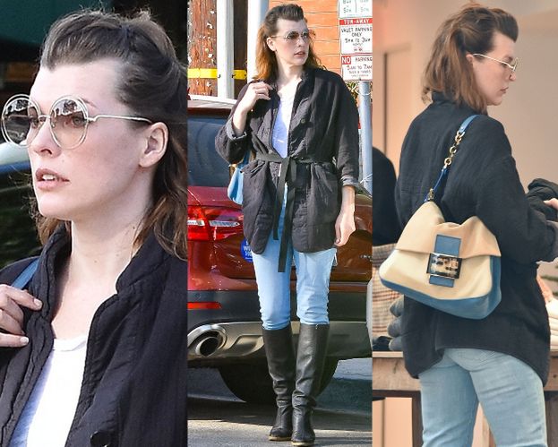 Wystylizowana Milla Jovovich na zakupach