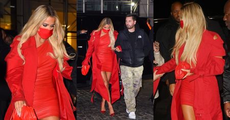 Khloe Kardashian pręży się w czerwonej sukience po "SNL". Wypadła lepiej niż Kim? (ZDJĘCIA)