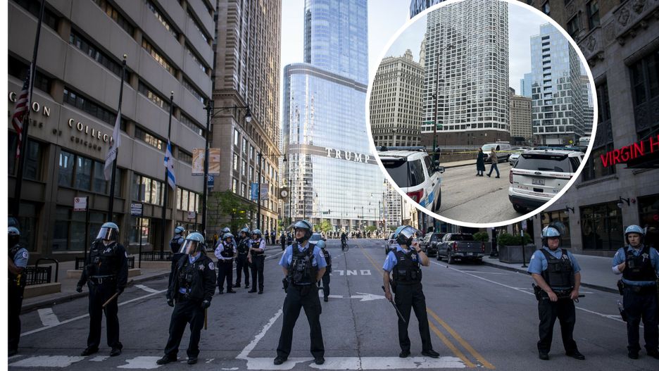 Policja pod Trump Tower w Chicago