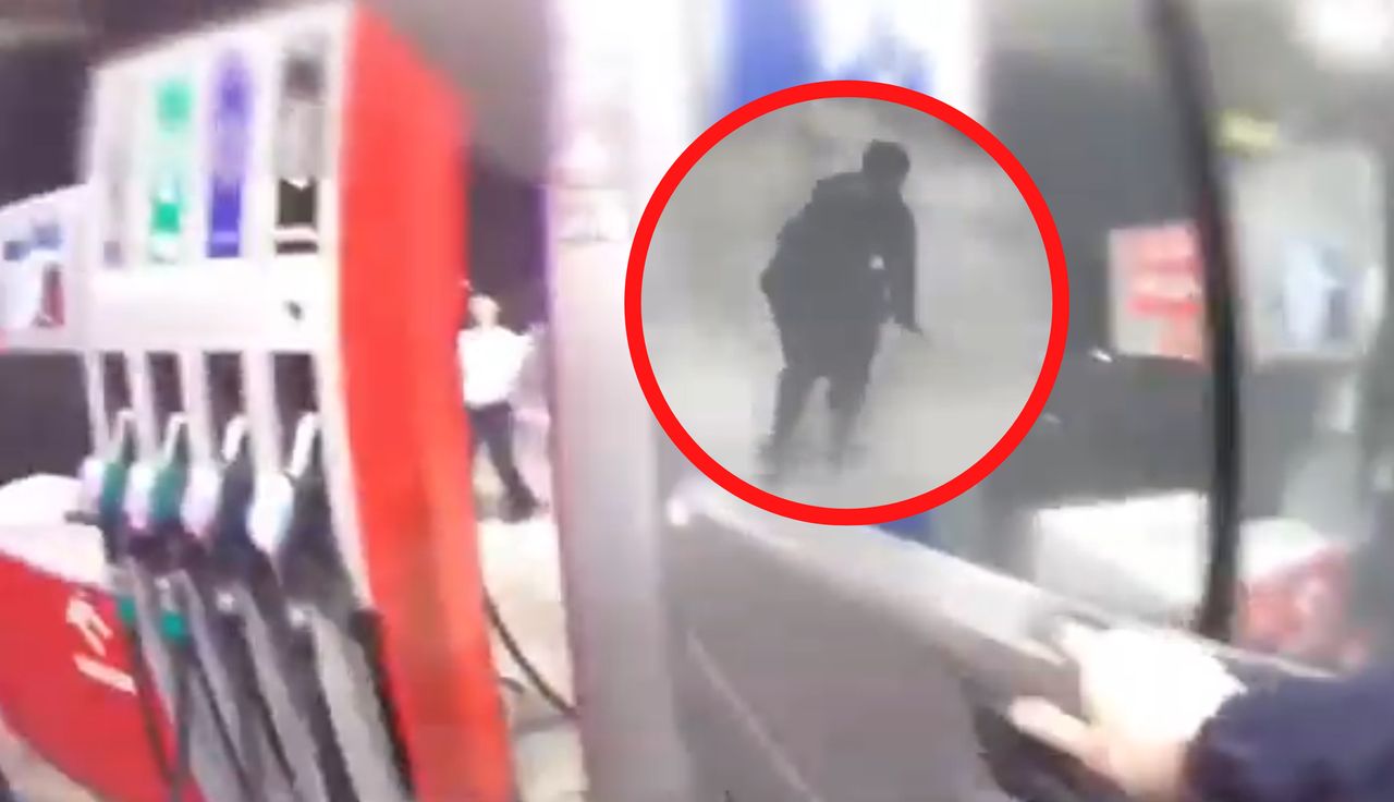 Aż wyskoczył z radiowozu. Wszystko się nagrało. Sceny na Orlenie