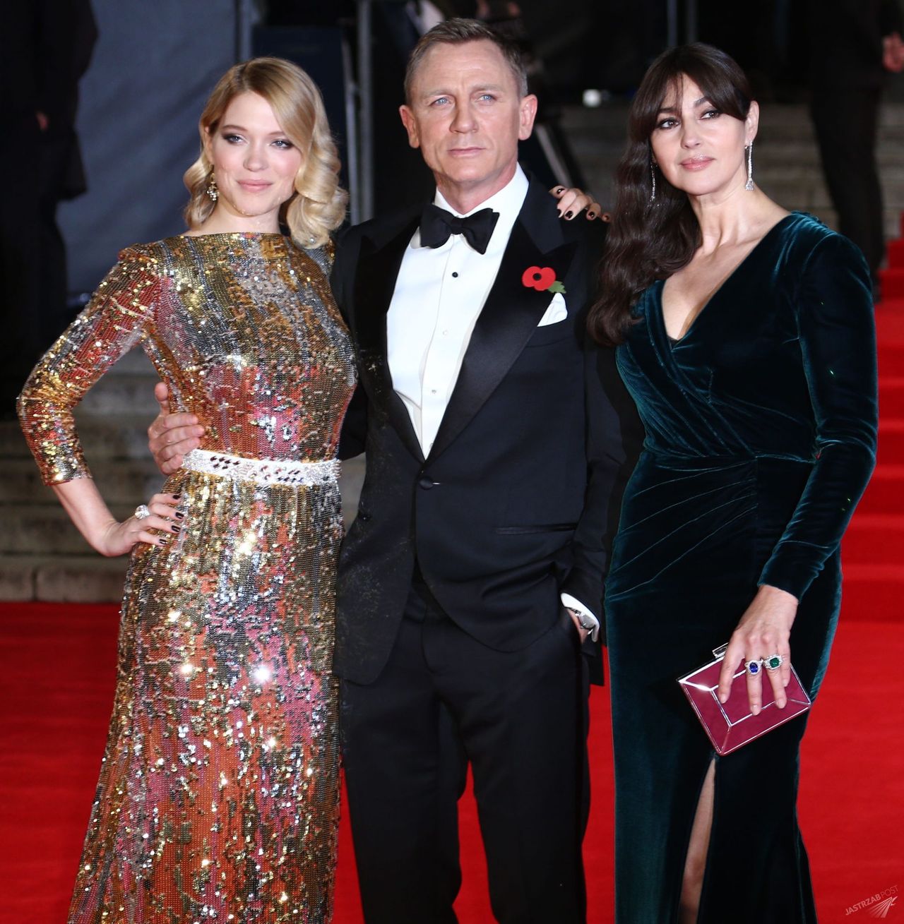 Lea Seydoux, Daniel Craig, Monica Bellucci, światowa premiera Spectre w Londynie (fot. ONS)