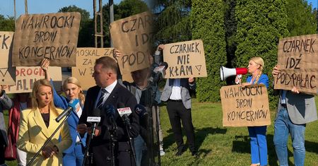 Wcisło przyszła na konferencję Czarnka. Przyniosła transparenty
