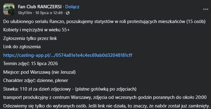 Ogłoszenie od twórców "Rancza"
