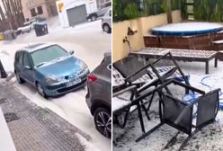 Potężne opady gradu w Hiszpanii. Na ulicach zrobiło się biało