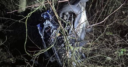 Auto wpadło w poślizg. Dramatyczne chwile pod Szamotułami