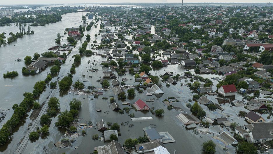 Zalane dzielnicy Chersoniu na Ukrainie, sobota, 10 czerwca 2023 r./ zdjęcie ilustracyjne