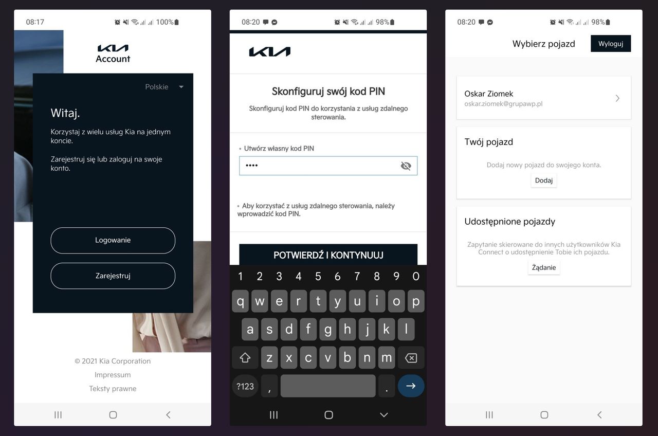 Wybrane etapy konfiguracji KIA Connect
