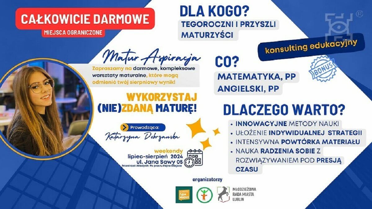 Wakacyjne warsztaty MaturAspiracje - plakat