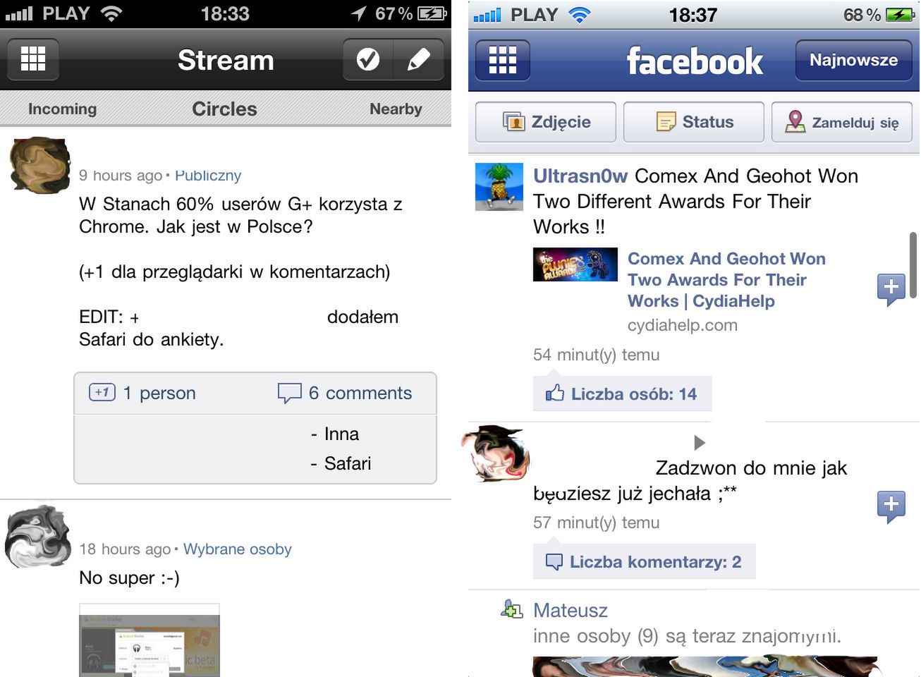 Facebook i Google+ dla iOS - porównanie aplikacji 4