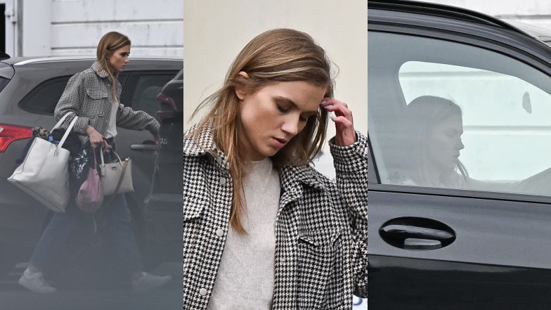 Obładowana Agnieszka Kaczorowska na mieście