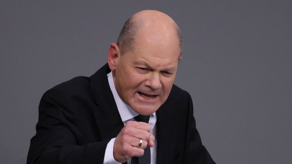 BERLIN, GERMANY - JANUARY 31: German Chancellor Olaf Scholz speaks during debates about the 2024 federal budget at the Bundestag on January 31, 2024 in Berlin, Germany. The Bundestag, Germany's parliament, is debating the new budget, which had to be radically curtailed following a Constitutional Court ruling late last year, for a second day. (Photo by Sean Gallup/Getty Images)