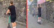 Niebezpieczne zachowanie kierującego hulajnogą. Nagranie hitem w sieci