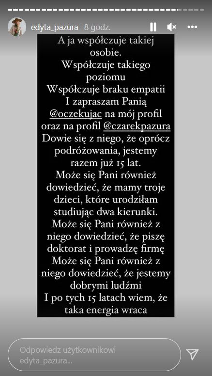Edyta Pazura odpowiada na plotki o Cezarym