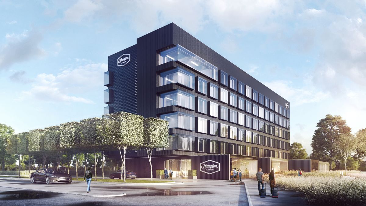 Wizualizacja hotelu, jaki powstanie na terenie Portu Lotniczego Wrocław