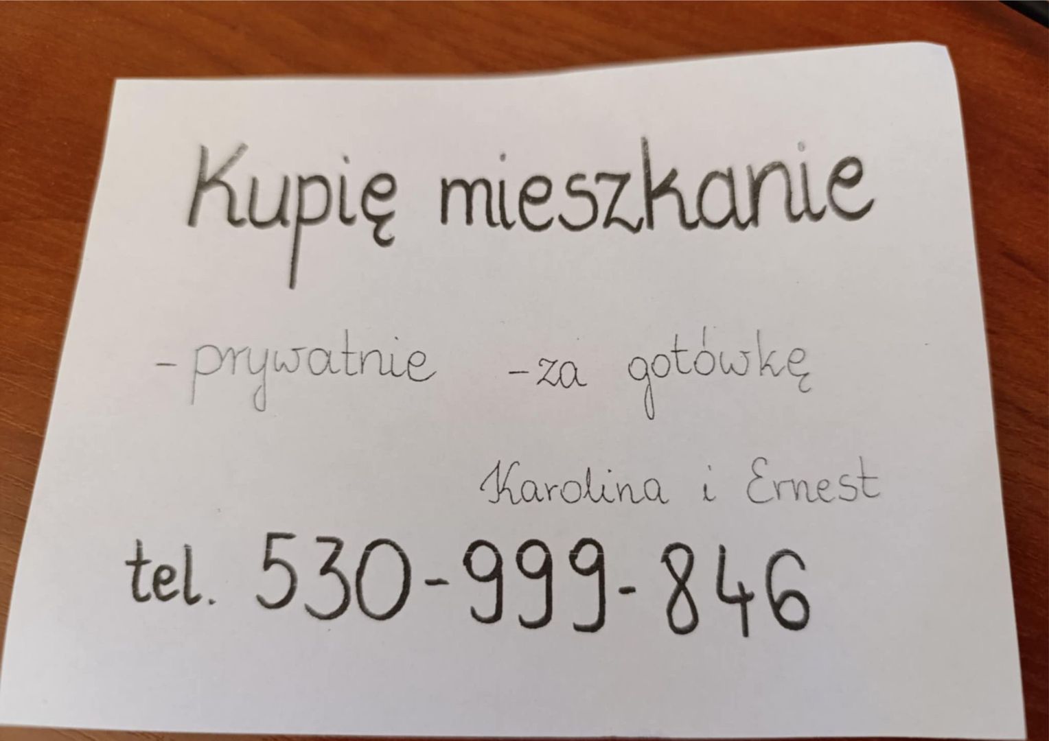 Ogłoszenie znalezione w skrzynce pocztowej