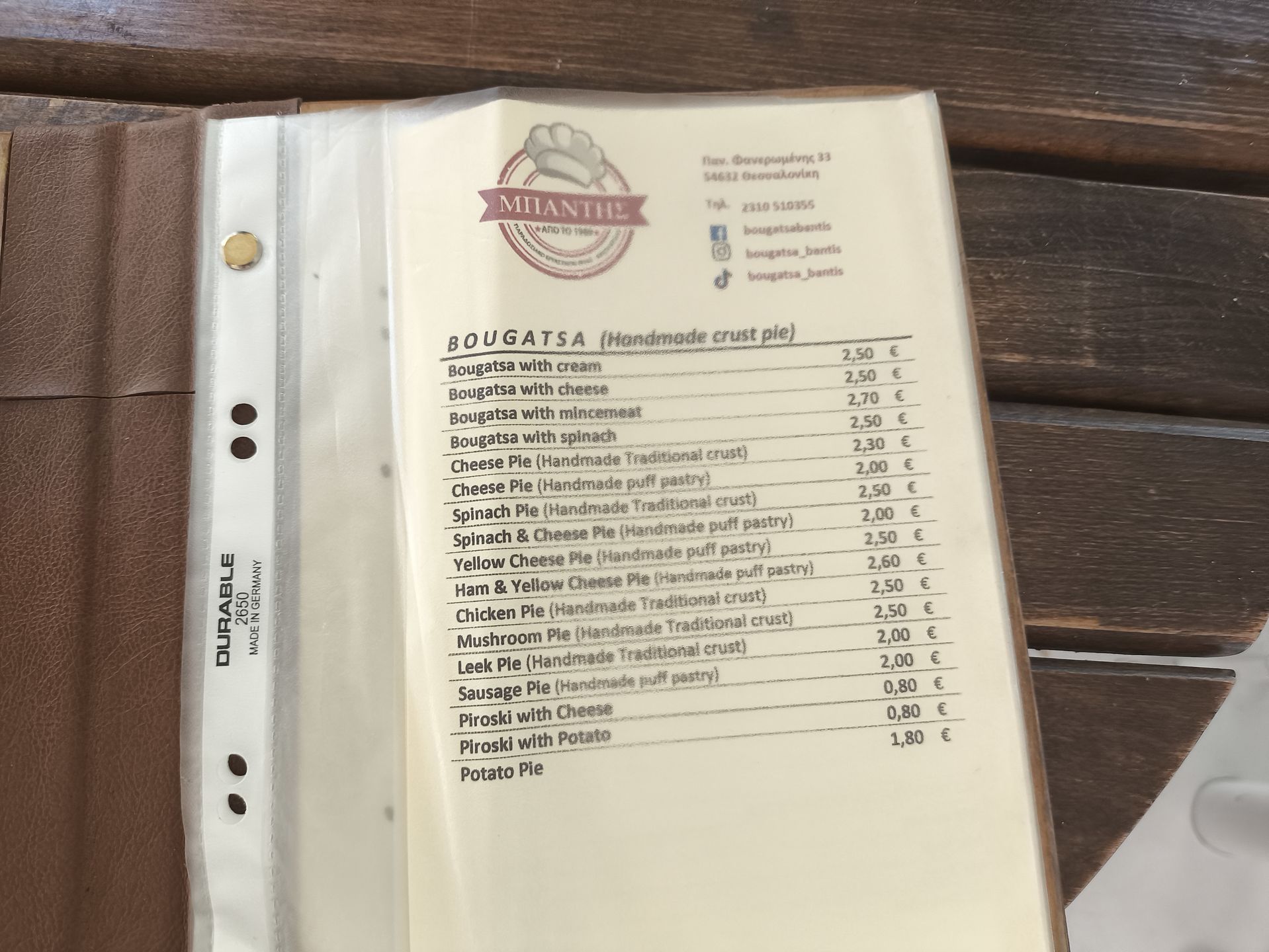 Menu w Bougatsa Bantis