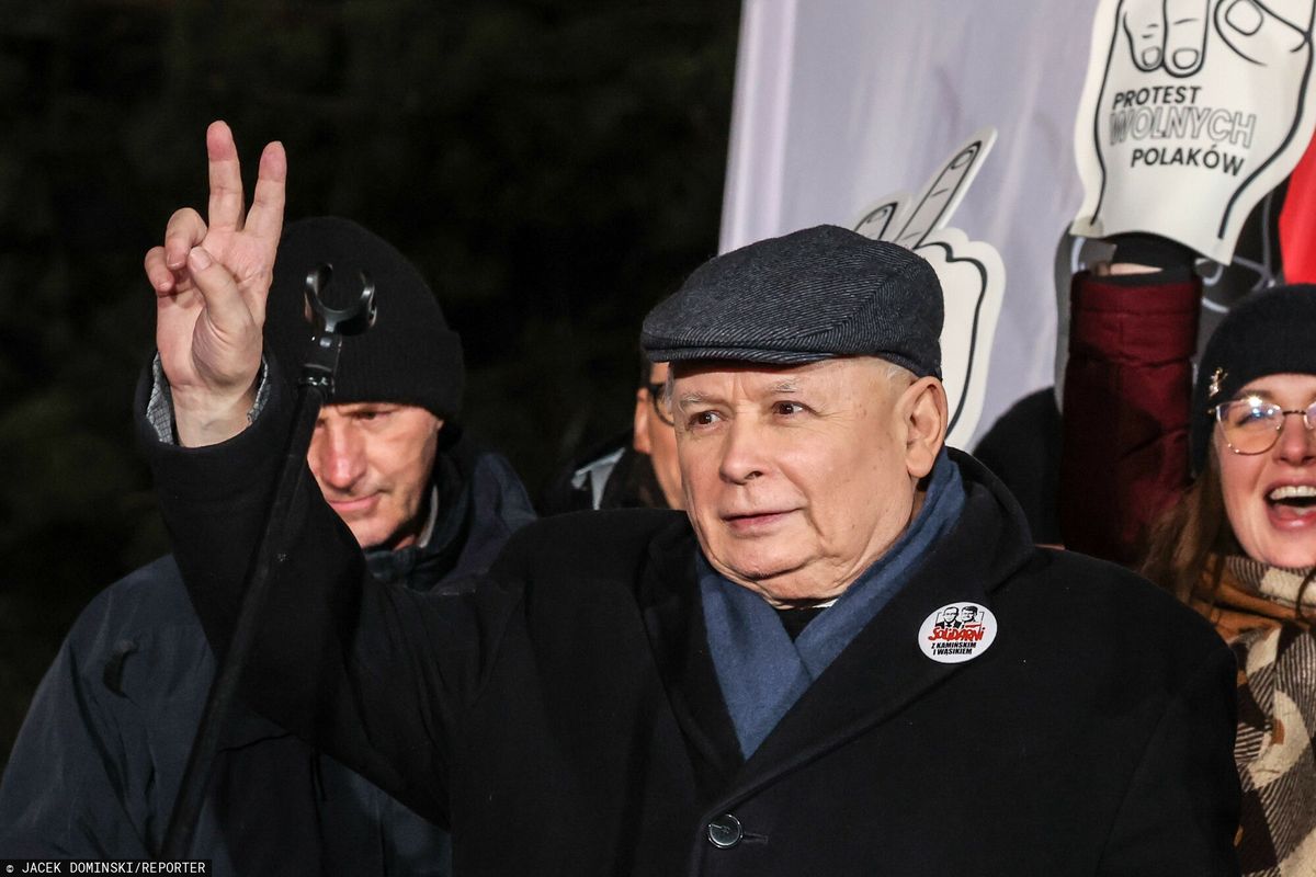 Jarosław Kaczyński podczas "Protestu Wolnych Polaków"